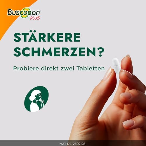 Buscopan PLUS Tabletten mit Paracetamol für schnelles Linderung von stärkeren Bauchschmerzen & Krämpfen | 20+10 Stk | Li