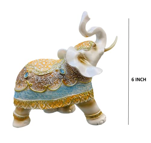 Image of AUGEN Polyresin Elephant Idol Statue Showpiece for Home Decor Decoration and Gifting (1 Piece,7145C1)-B