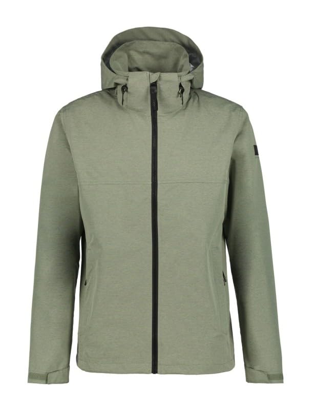 Icepeak AALEN - Chubasquero para hombre, 100% poliéster, capucha extraíble, impermeable, senderismo y exterior, verde claro, 50