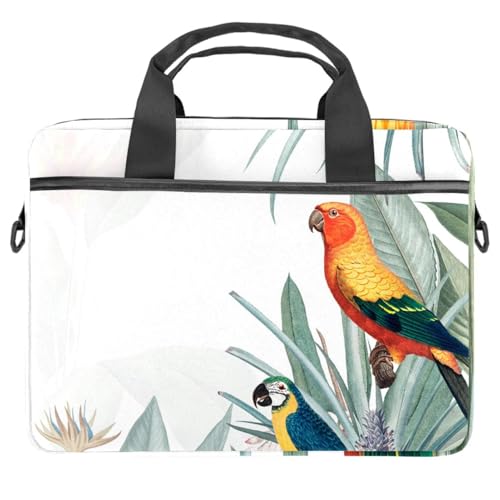 Maletín bandolera portátil 13-14 pulgadas con hojas tropicales y asa ajustable