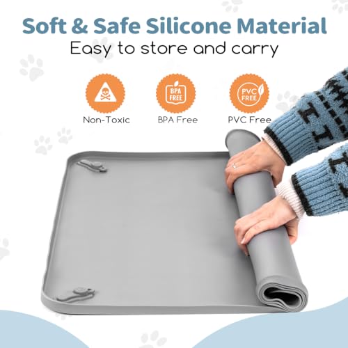 Image of Silicone Puppy Pad Holder Tray with Clips Fits for 24 inchx24 inch Pee Pads - Grey