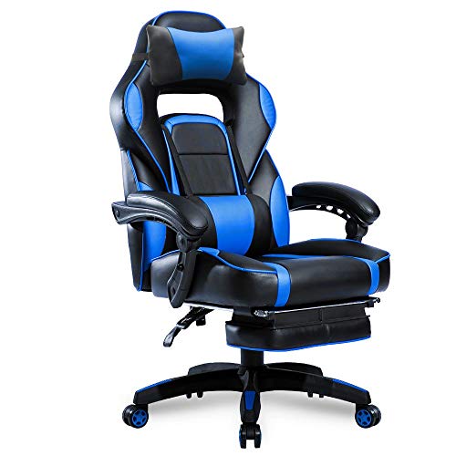 Merax Gaming Ergonomic Footrest and Adjustable Armrests Home Office Computer Chair ((Blue) Merax Gaming Ergonomic Footrest and Adjustable Armrests Home Office Computer Chair ((Blue)
