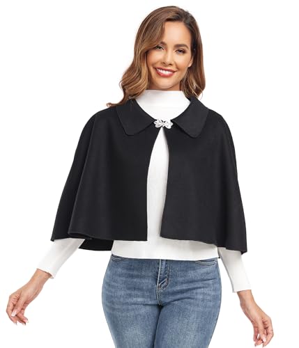 Women Capelet Shawl Short Cloak Cape Warm Poncho Fall Winter Soft Shawl Cover Up2