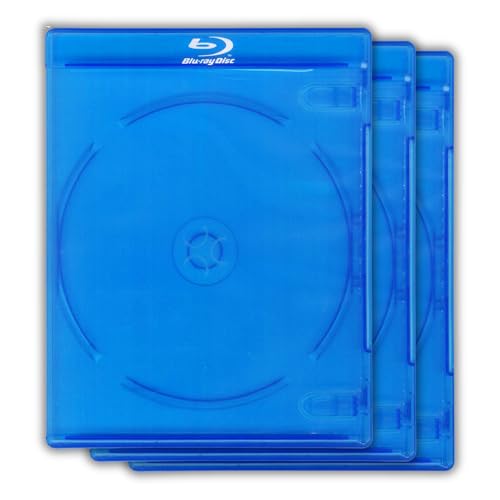 Original Single Blu Ray Cases (3 Pack) Studio Quality Replacement Blu-ray Boxes | 1 Disc Storage Case | 12MM Standard Size | Eco-Friendly Blue Ray Cases