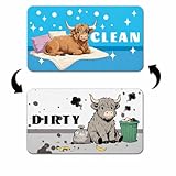 Highland Cow Clean Dirty Dishwasher Magnet Sign, Double-Sided Dishwasher Status Sign, Kitchen Dishwasher Magnet for Home Use