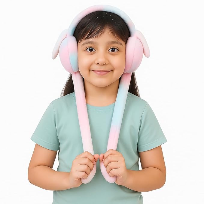 Winter Premium Outdoor Wear Ear Muffs/Warmer for Kids and Adults, Ideal Head/Hair Accessory for winters,Ear Muffs for Winter | Moving Rabbit Ears Cute Bunny Earmuffs for Girls Pack 1-image-18