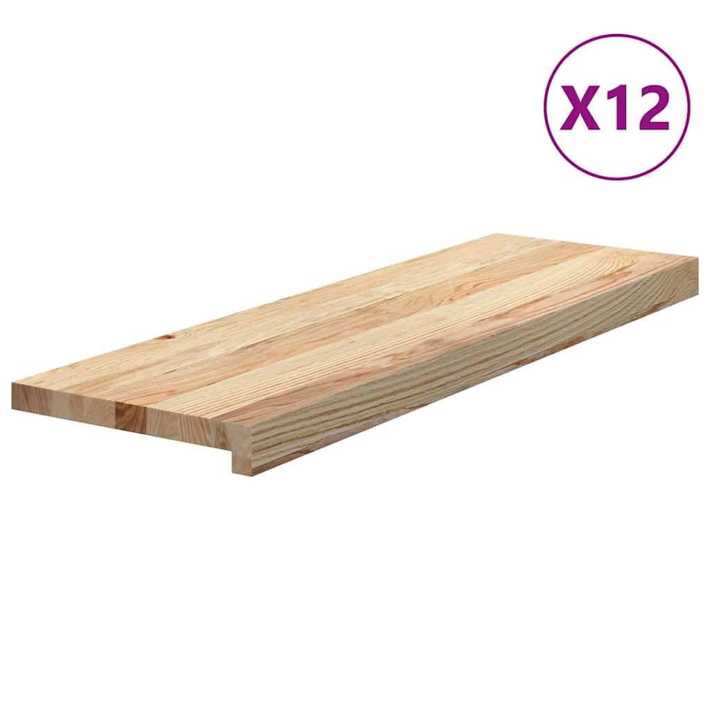 Refined Natur Massivholz Eiche, Treppenstufe für Holztreppen, Treppenstufen 12 STK. Unbehandelt 80x30x2 cm Massivholz Eiche