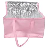 SECFOU Bolsa Térmica para Comida para Llevar 12 Pulgadas (40x40x22 Cm) Rosa, Bolsa Aislante de Tela No Tejida con Aislamiento Interior, Reutilizable para Pasteles, Mariscos y Bebidas,