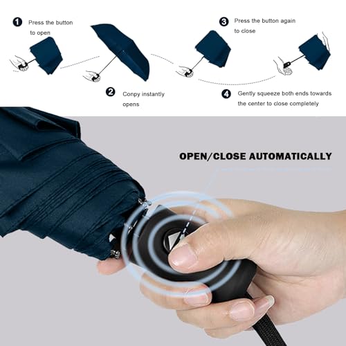 SIEPASA Umbrella for Men - Automatic Large Size Foldable Umbrella with Travel Cover for Man and women - 3 fold Windproof umbrella