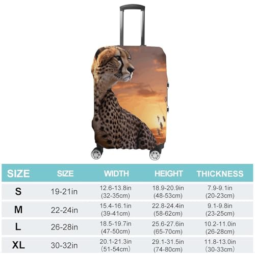Travel Wheeled Suitcase Sleeve Dustproof Anti-scratch Cheetah Looking with Sunset Luggage Case Protective Cover For 19-32 Inch Luggage2