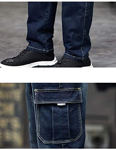 Idopy Men`s Cargo Jeans Regular Stretchy Motorcycle Distressed Denim Pants 32 Blue #TOP7