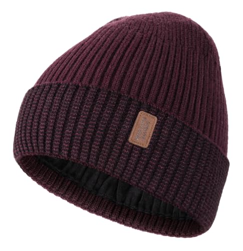 Image of Wmcaps Warm Beanie for Men Women, Fleece Lined Beanie Warm Winter Caps Unisex Fashion Knit Cuffed Cap