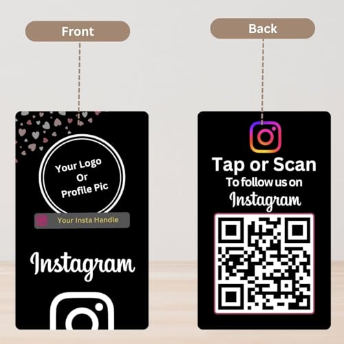 Custom Instagram NFC Card | With QR | With Logo & handle | 4K UV Printed | Black by tinydabba - 3