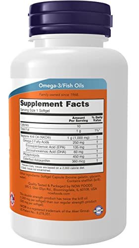 Now Supplements, Neptune Krill, Double Strength 1000 Mg, Phospholipid-Bound Omega-3, 60 Softgels (Pack Of 2) #TOP1