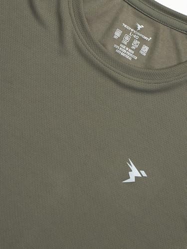 Image of TECHNOSPORT Men's Slim Fit Polyester Activewear Sports T-Shirt with Moisture-Wicking Comfort for Workout, Running & Gym