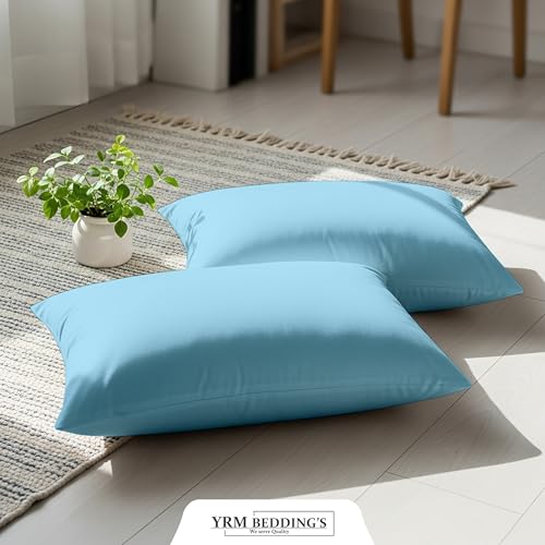 Image of YRM Bedding's - Egyptian Cotton 600TC Pillow Cover | Premium Pillowcases | Luxury Bedding-Export Collection | High Thread Count Durable & Breathable Covers - Light Blue | [21''x32''] Inches
