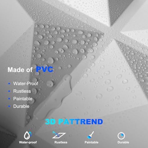 Image of Art3dwallpanels 20 Pack 3D Wall Panels for Interior Wall Decor, 12''x12'' White Accent Diamond Panels for Gaming Room Bedroom TV Background, White