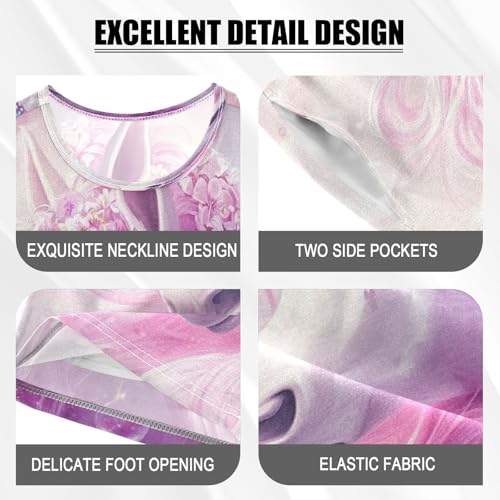 ALAZA Unicorn Butterfly Bubble Pajamas Set Short Sleeve Cotton Sleepwear Summer Pjs 2 Piece 5-14Y4