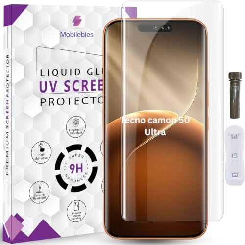 Image of Advanced HD+ UV Tempered Glass Screen Protector For Tecno Camon 50 Ultra 5G (6.78 Inch, Pack of 1) Full Adhesive UV Curved Screen Guard, Case Friendly with installation kit & Guide