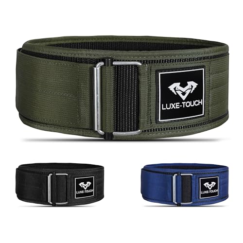 LUXE-TOUCH 4 Inches Nylon Weightlifting Belt with Quick-Release Buckle, Belt for Cross Working out, Bodybuilding, Power Lifting. Deadlift Training Belt, Adjustable Weight Lifting Spine Support (Green, X-Large (40
