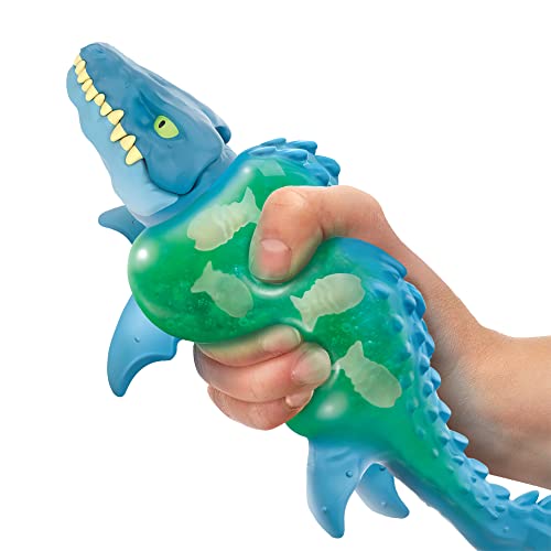 heroes of goo jit zu jurassic world hero pack mosasaurus 4534 long - stretchy squishy dinosaur figure with chomp attack action and unique goo filling