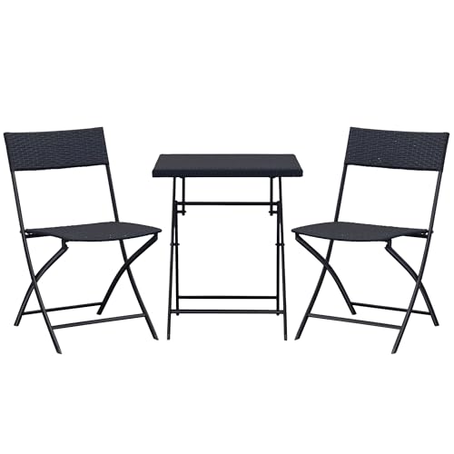 Outsunny Bistroset Polyrattan 3tlg. Balkonmöbel Set Sitzgruppe Essgruppe...