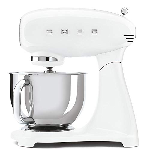 Smeg SMF03WHUK Full Colour Stand Mixer, Retro 50's Style with 4.8L Stainless Steel Bowl, Safety...