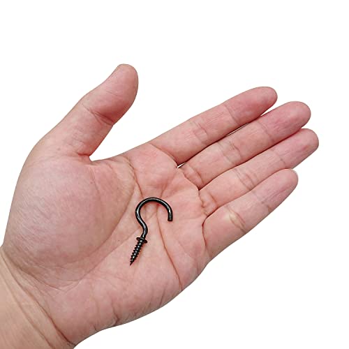 Axe Sickle Black 100Pcs 1 Inch Metal Cup Hook Mini Screw Hook for Hanging - Image 4