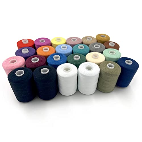 Tortoise 24 Spools Each 1000 Yards Sewing Thread 100% Ployester 40S/2 All Purpose Thread For Sewing 22 Colors Plus 2 White & 2 Black #TOP1