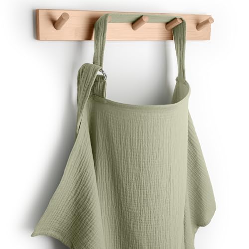 Image of Comfy Cubs Muslin Nursing Cover, Pack of 1, 100% Muslin Breastfeeding Cover - Soft & Breathable Baby Nursing Scarf with Adjustable Neck Strap - Portable, Lightweight & Privacy Coverage - Sage