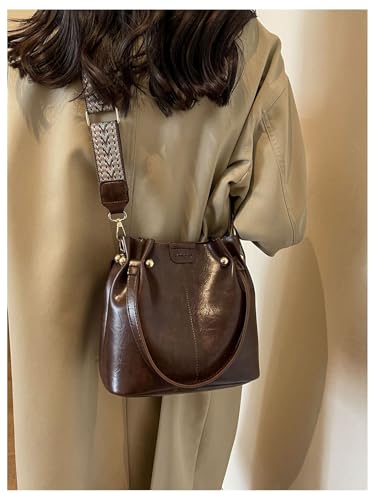 Women’s Vintage Crossbody Shoulder Bucket Bags Top Handle Handbag Hobo Purses4