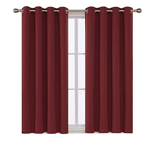 Image of Deconovo Blackout Curtain Room Darkening Panel for Bedroom or Living Room Grommet Thermal Insulated Lighting Reduce Drape 52 x 63 Inch Red 1 Panel
