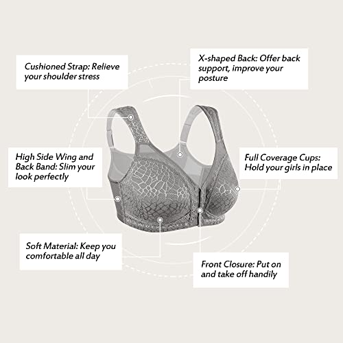 Haci Women'S Front Closure Posture Bra Full Coverage Back Support Wireless Comfy thumb #3