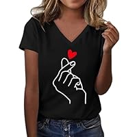 CGGMVCG Tee Shirt Femme Été T Shirts Imprimé Tournesol à Manches Courtes Col en V T-Shirt Tendance Décontracté Grande Taille Graphic Hauts Amples, A02 Noir, M