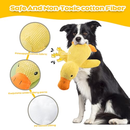 Ambolio Hundespielzeug Unzerstörbar, Gelb Anti Stress Ente für Hunde,Hund Kuscheltier, Unzerstörbares Quietschend, Plüsch-Kauspielzeug Klingendes Plüsch-Hundespielzeug Für Kleine