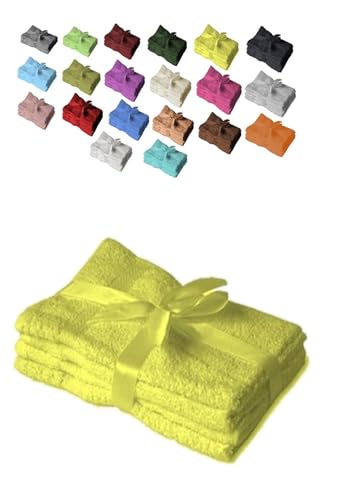 EXKLUSIV HEIMTEXTIL Juego de toallas de mano con lazo, juego de 4 toallas de invitados, 30 x 50 cm, color amarillo