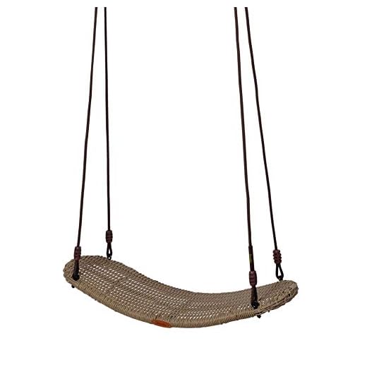 Swurfer Chill PE Rattan Patio Swing, Weather Resistant with Steel Frame Holds 500lbs for Ages 6 and Up (Sand, 30 Inch Curve)