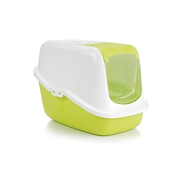 Combo of - Savic Nestor Cat Toilet Home | Prevent Throwing of cat Litter, Durable and Lightweight, Lemon Green - 22 x 15 x 15 inches with - Kittos Tuna Jerky Strips, 35 g (Pack of 3)