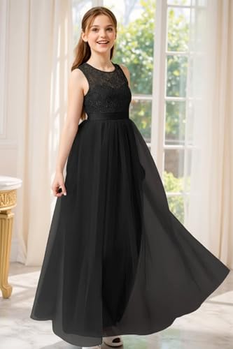 Lace Junior Bridesmaid Dresses for Teen Tulle Flower Girl Dress Girls Sleeveless Formal Party Dress for Wedding4