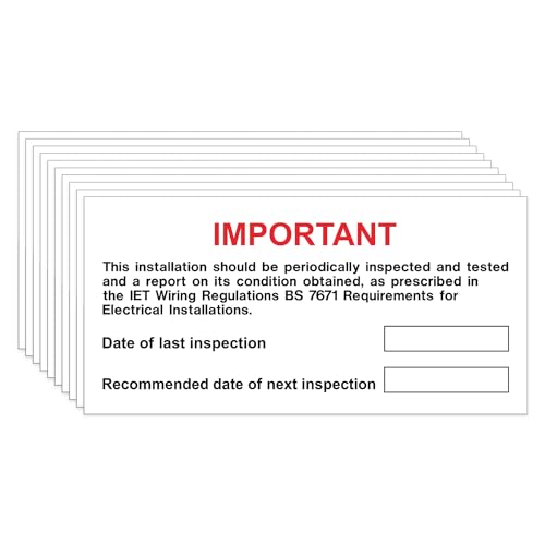 iSigns Warning Signs (Periodic Inspection Label), Pack of 10 Next Inspection Labels, 100x75mm, Self-Adhesive Write-On Electrical Safety Labels, British HSE Standards Approved
