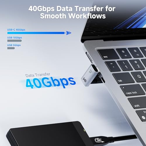 Cable Matters 2-pak adapterów USB C w kształcie litery U 180 stopni 40 Gb/s - 12mm, [wideo 4K@240 Hz, ładowanie 240W, transfer danych 40 Gb/s], adapter USB C do iPhone'a 17, Nintendo Switch 2
