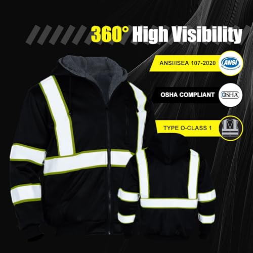 High Visibility Jackets for Men ANSI Class 1 Reflective Work Construction Hi Vis Jacket Safety Jackets for Men - Image 5
