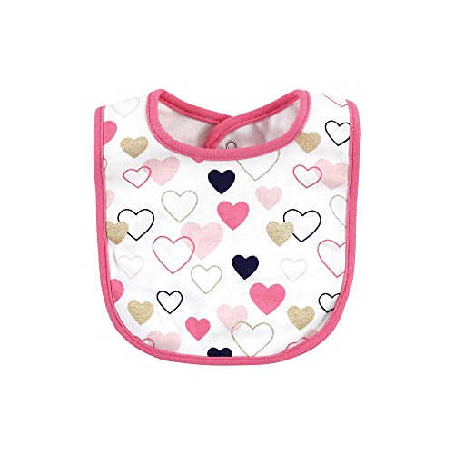 Image of Hudson Baby Unisex Baby Cotton Bib and Sock Set, Girl Mothers Fathers Day, One Size