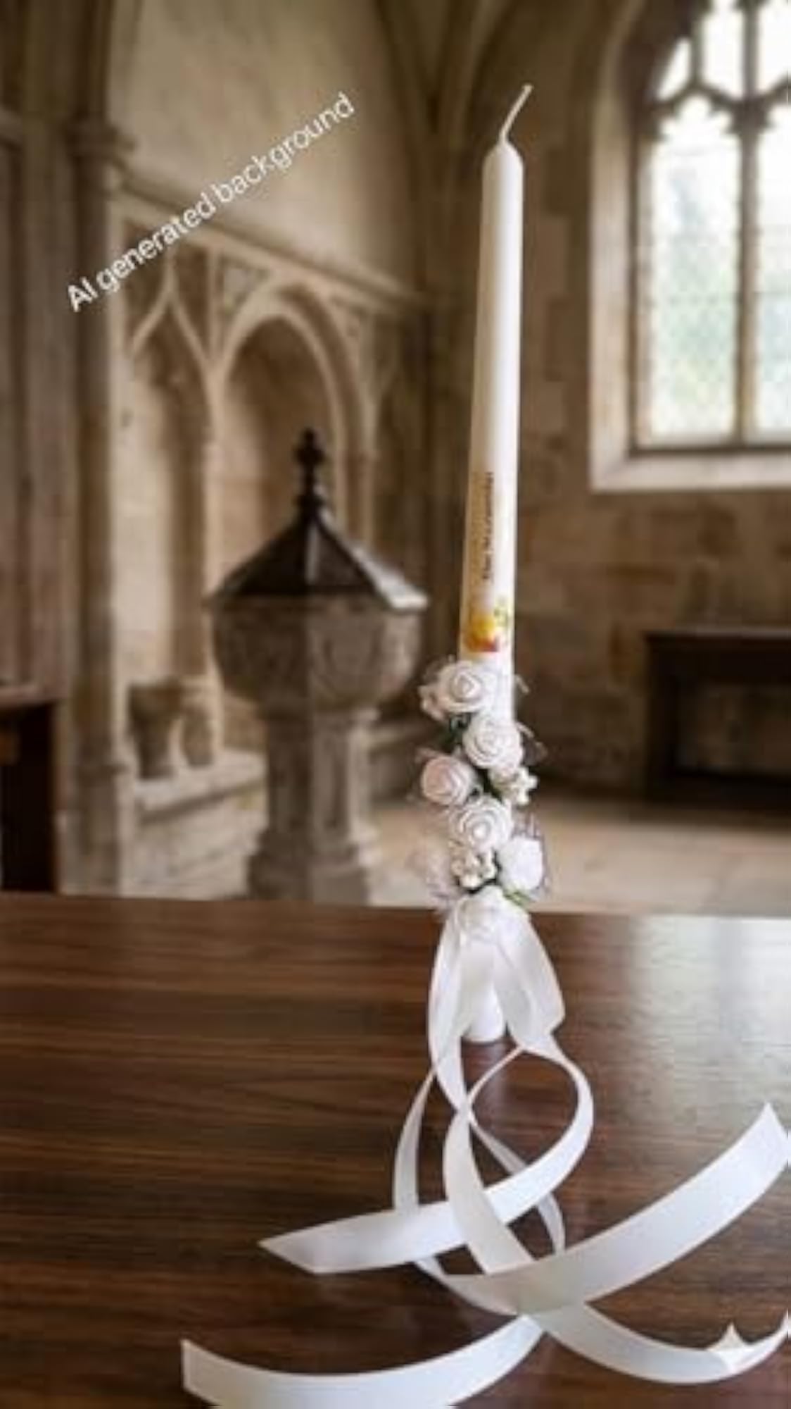 First Holy Communion Taper Candle, White
