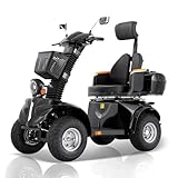 SKEKECIE Large Heavy Duty Mobility Scooters for Seniors & Adults 500lbs Capacity -4 Wheel Motorized Scooter -1000W All Terrain Recreational Mobility Scooter with Adjustable Seat, Ship From CAN (Black)