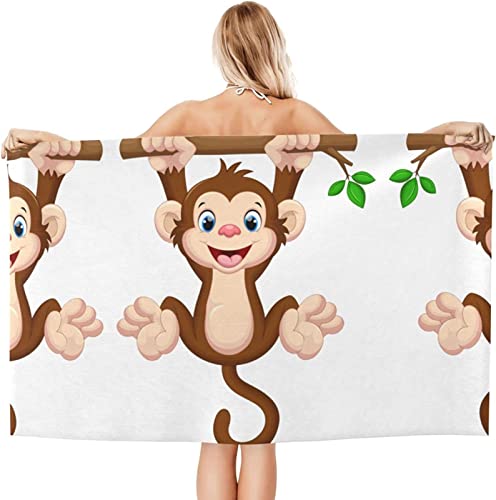 Toalla de Playa Mono Microfibra Hombre Mujer 80x160 cm 3D Toallas Playa Interesante, Ligera, Absorbente, Secado Rapido, Sin Arena, para Piscina, Picnic Cover