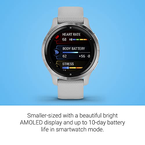 Garmin Venu 2S, Smaller-Sized GPS Smartwatch with Advanced Health Monitoring and Fitness Features, Silver Bezel with Light Gray Case and Silicone Band, (010-02429-02) by Garmin - Image 3
