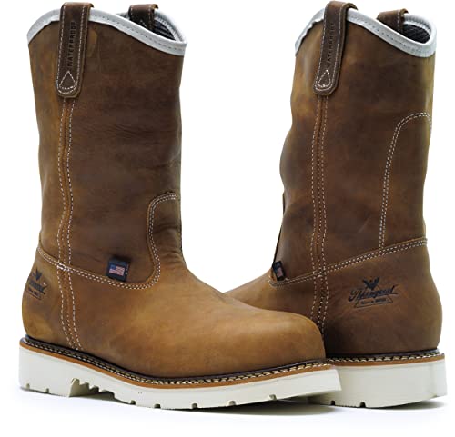 Image of Thorogood American Heritage 11 inch Steel Toe Wellington Boots for Men - Premium Full-Grain Leather, Slip-Resistant Heel Outsole and Comfort Insole