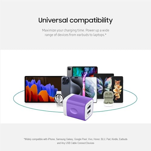 2Pcs USB Wall Charger, AILKIN USB Plug Home Travel Power AC Adapter Charging Block for iPhone, Google Pixel, Samsung Galaxy, HTC, LG, Motorola Cell Phone Quick Charge Base USBA Adaptive HandSet Cube - Thumbnail 7