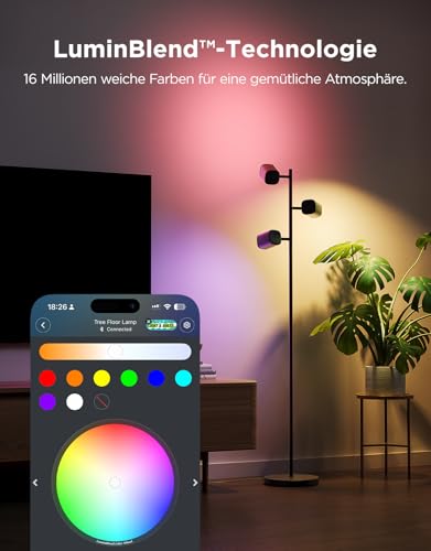 Govee 3-Flammen LED Stehlampe RGBWW, Fokus-Verstellbar Stehleuchte 1500lm – Ansicht 4